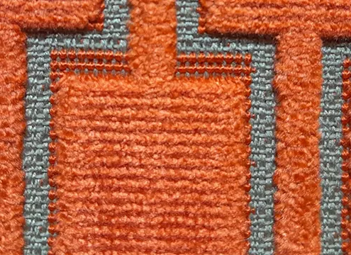 Très gros plan sur le tissu d'ameublement Barkerloo de l'éditeur Kirby Design.