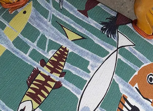 Tissu Lagon aux motifs aquarium par la maison d'édition Lelièvre Paris