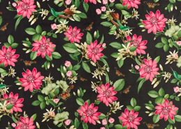 Echantillon du tissu d'ameublement floral Pink-Lotus par Clarke-Clarke.