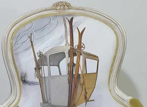 Splendide cabine de téléski pour ce motif de tissu d'ameublement signé Shibum-Design